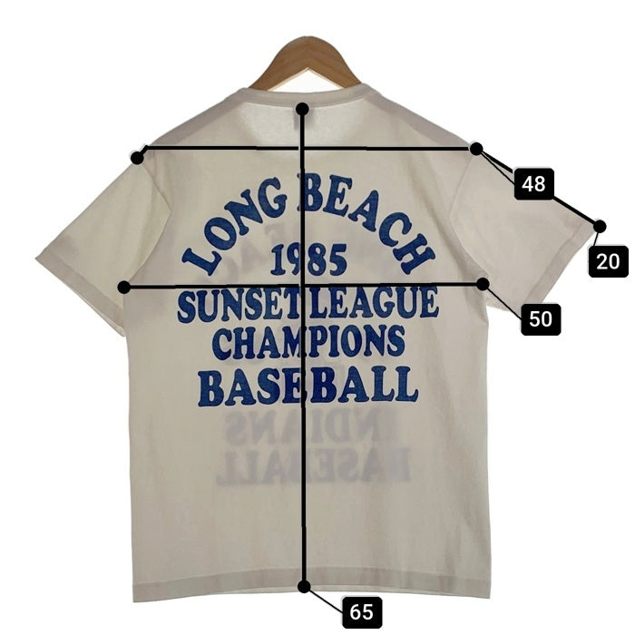 Champion チャンピオン T1011 LONG BEACH INDIANS BASEBALL プリント ヘビーウェイト 半袖 Tシャツ ホワイト USA製 Size M 福生店