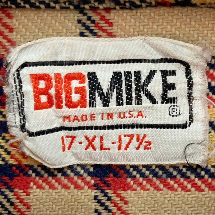 80's BIG MIKE ビッグマイク フランネルシャツ チェック ベージュ Size XL 瑞穂店