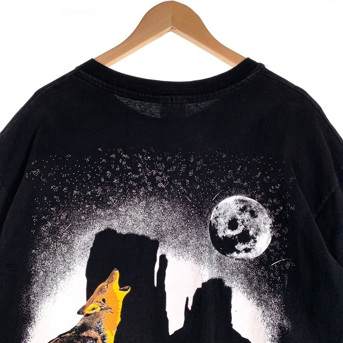 90's Malboro マルボロ コヨーテバックプリント ポケットTシャツ ブラック Hanes USA製 Size XL 福生店