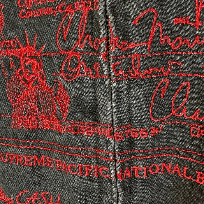 SUPREME シュプリーム 20SS Checks Embroidered Denim Jacket チェックスエンブロイダード デニムジャケット ブラック レッド SizeL 瑞穂店