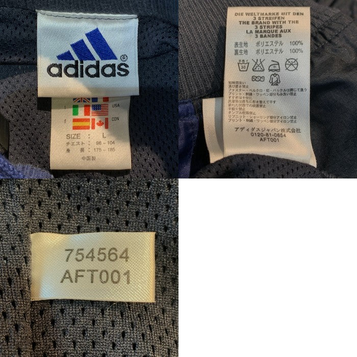 00's adidas アディダス ハーフジップ プルオーバージャケット アノラック リブ リップストップ ブラック Size L 福生店