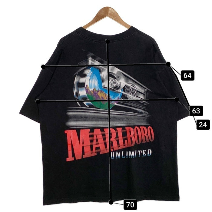 90's Marlboro マルボロ RAILROAD トレイン プリント ポケットTシャツ ブラック Size F 福生店