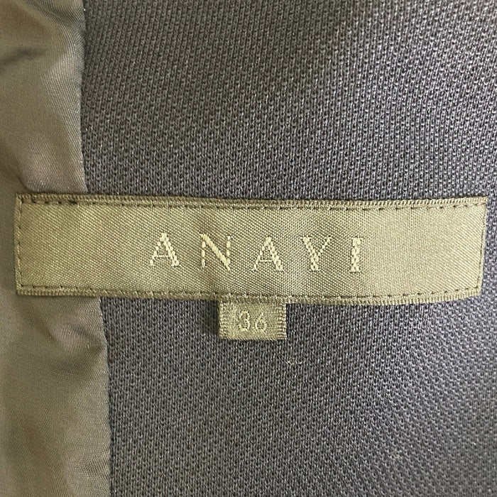 ANAYI アナイ 裾フリル ノーカラージャケット ネイビー size36 瑞穂店