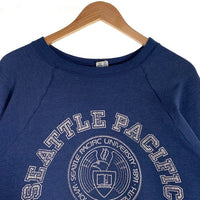 80's Champion チャンピオン SEATTLE PACIFIC ラグランスリーブ スウェットトレーナー ブルー USA製 Size XL 福生店
