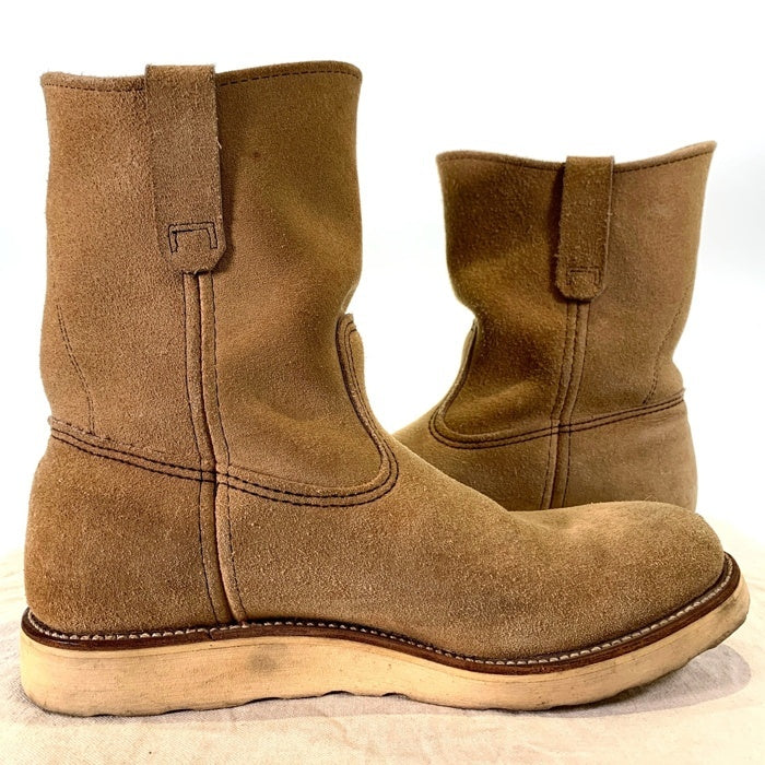 90's REDWING レッドウィング スウェード ペコスブーツ ベージュ 8168 97年 縦刺繡羽タグ Size 9E (27.0cm) 福生店