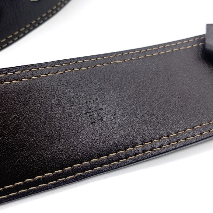 PRADA プラダ レザー キャンバス メンズベルト ブラウン ベージュ 1C 3612 Size 85/34 福生店