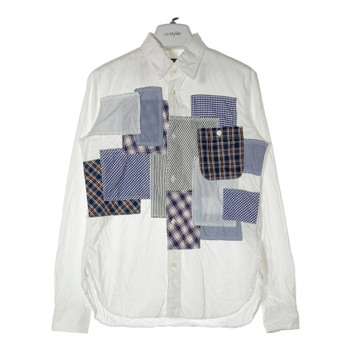 COMME des GARCONS HOMME コムデギャルソンオム AD2014 HN-B009 チェックパッチワーク 長袖シャツ ホワイト sizeS 瑞穂店