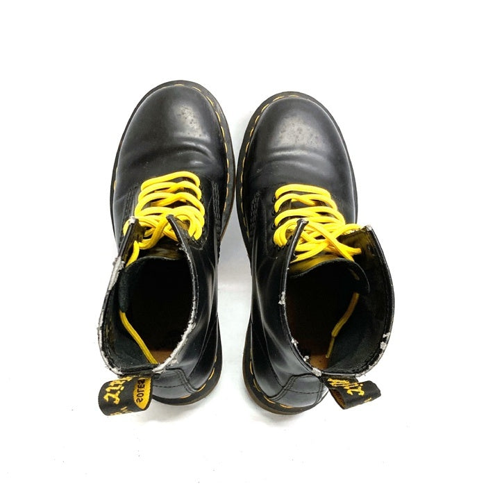 Dr.Martens ドクターマーチン 8ホール レザーブーツ 黄色紐 ブラック sizeUK6 瑞穂店