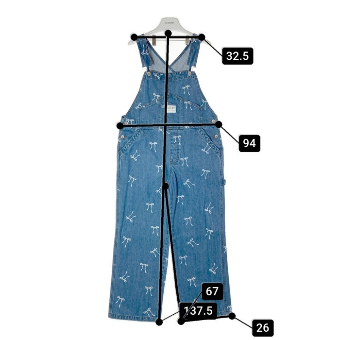 Alley by w closet アリーバイダブルクローゼット  デニム リボン柄デニムオーバーオール インディゴ SizeFREE 瑞穂店