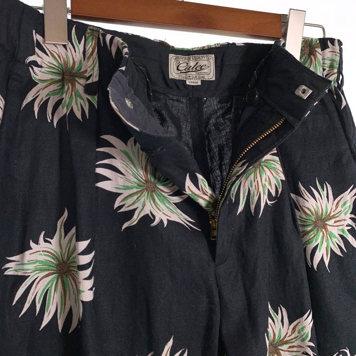 CALEE キャリー 21SS flower pattern linen tapered pants フラワーパターン リネンテーパードパンツ ブラック Size L 福生店