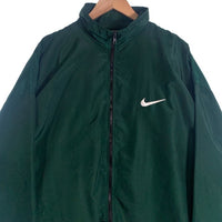 90’s NIKE ナイキ トラックジャケット ジップアップ スウッシュ刺繍 グリーン USA製 Size L 福生店