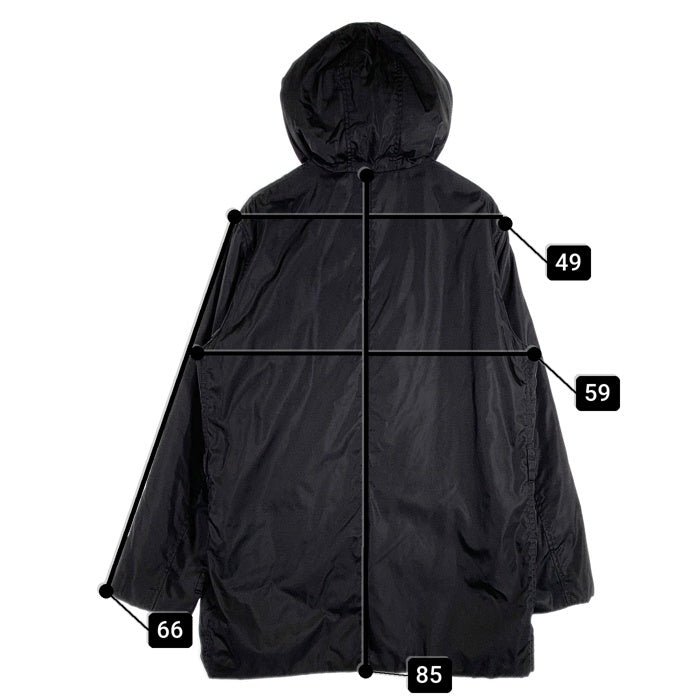 PRADA プラダ ナイロン フーデッド ジップアップジャケット ハーフ丈 中綿 ブラック Size XL 福生店