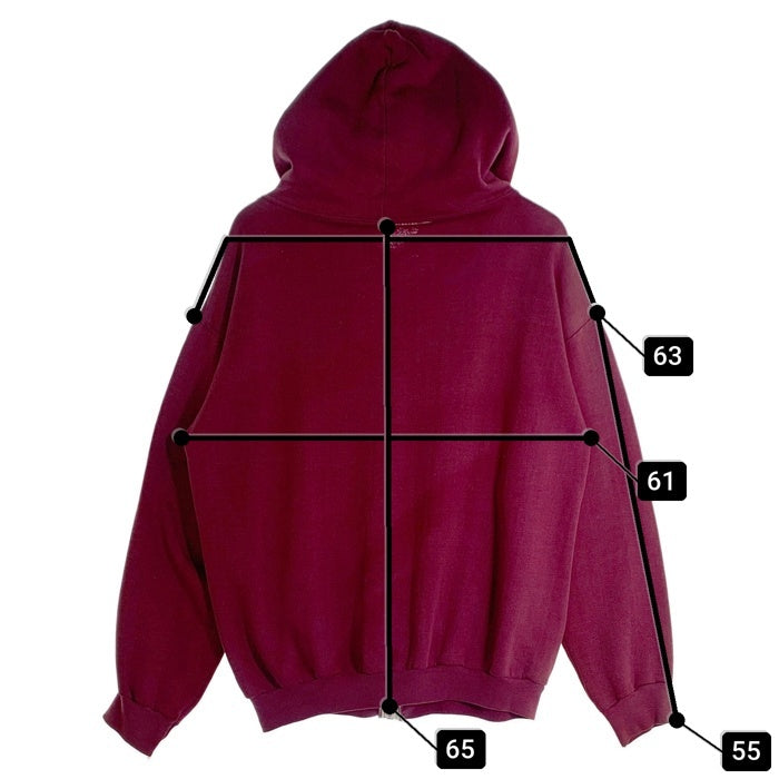 70's 80's RUSSELL ATHLETIC ラッセル アスレチック 金タグ ジップアップ フーディー パーカー バーガンディー USA製 Size XL 福生店