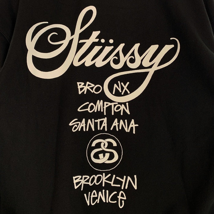 STUSSY ステューシー ワールドツアー プリント プルオーバースウェットパーカー ブラック 3923792 Size M 福生店