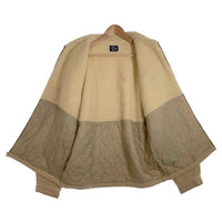 90's STUSSY ステューシー コーデュロイ ジップアップ ボアジャケット ベージュ 裾ロゴ刺繡 中国製 紺タグ Size L 福生店