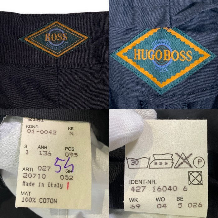 HUGO BOSS ヒューゴボス 2タック コットントラウザーパンツ ブラック イタリア製 Size ｗ90cm 福生店