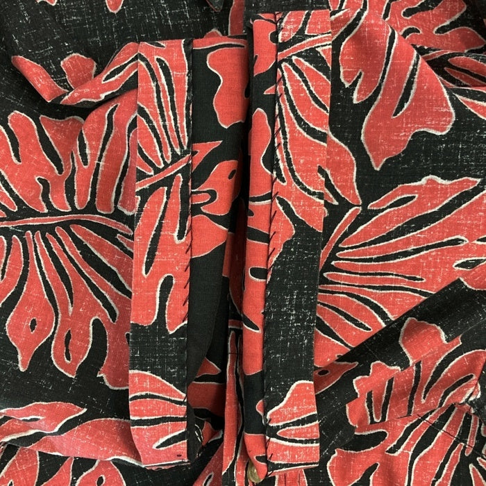 reyn spooner レインスプーナー 90s ビキニタグ リーフ総柄 半袖シャツ ブラック×レッド sizeM 瑞穂店