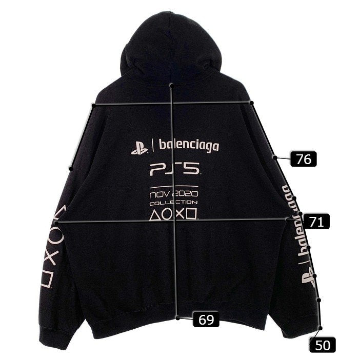 BALENCIAGA バレンシアガ 21AW PS5 Boxy Hoodie プルオーバースウェットパーカー ブラック オーバーサイズ 651799  TKVF4 Size XXS 福生店