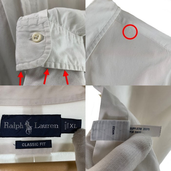 Ralph Lauren ラルフローレン CLASSIC FIT コットン ボタンダウンシャツ 長袖 ホワイト Size XL 福生店