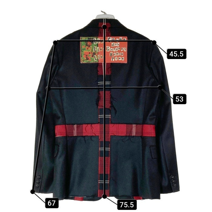 COMME des GARCONS HOMME PLUS コムデギャルソンオムプリュス PB-J013 AD2008 タイムフォーマジック期 パッチワーク タータンチェック切替 テーラードジャケット ブラック sizeM 瑞穂店