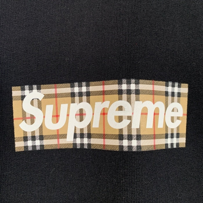 SUPREME シュプリーム 22SS BURBERRY バーバリー Box Logo Hooded Sweatshirt ボックスロゴ プルオーバースウェットパーカー ブラック Size XXL 福生店