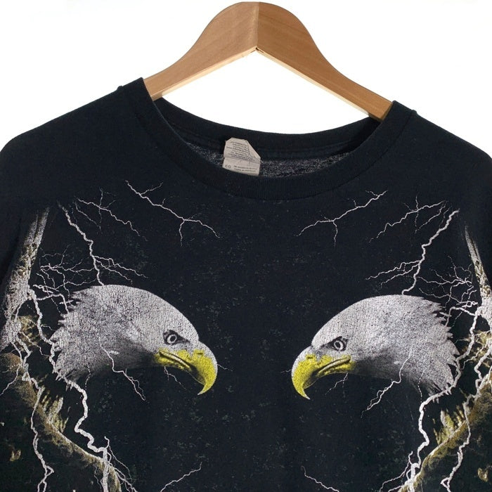 00's EAGLE LIGHTNING ダブルイーグル ライトニング プリントTシャツ ブラック GILDAN2枚タグ Size XL 福生店