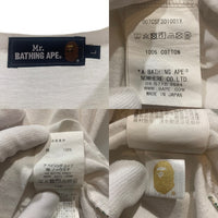 Mr.BATHING APE ミスターベイシングエイプ プリントTシャツ ホワイト 前Vガゼット 007CSF301001X Size L 福生店
