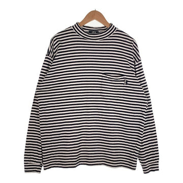 80's STUSSY ステューシー モックネック ボーダーポケットロングスリーブTシャツ ブラック ホワイト USA製 黒タグ Size L 福生店