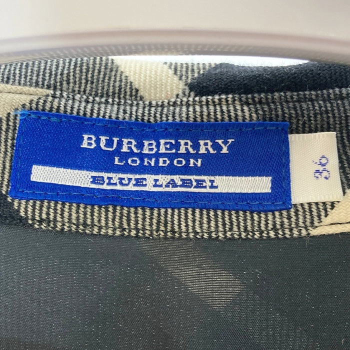 BURBERRY BLUE LABEL バーバリーブルーレーベル E1J20-455-09 ミモレ丈 長袖 チェック ウール シャツワンピース グレー size36 瑞穂店