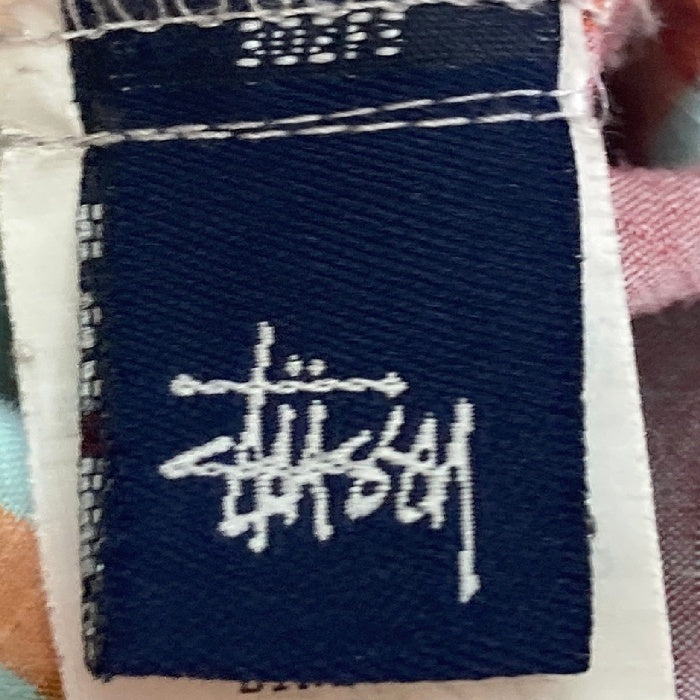 STUSSY ステューシー チェック 半袖シャツ オレンジ sizeM 瑞穂店