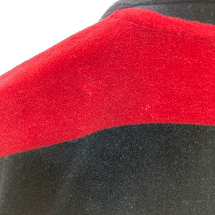 RALPH LAUREN ラルフローレン 90s ベロアボーダーハーフジップ レッド×ブラック sizeL 瑞穂店