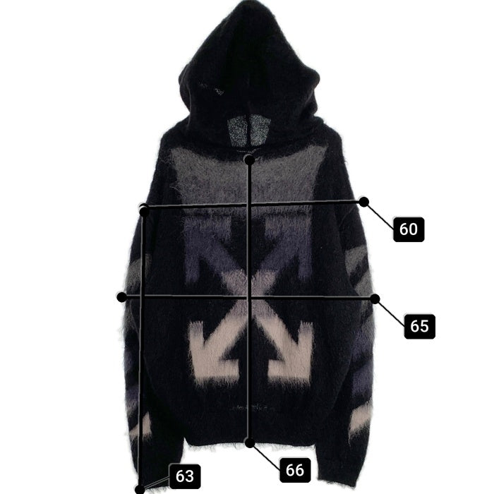 OFFーWHITE オフホワイト Diag Brushed Mohair Zip Hoodie モヘア ジップ フーディー パーカー ブラック OMHA073R20B02023 Size L 福生店