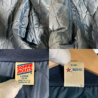 90's U.S.NAVY 米海軍 ナイロン スタジアムジャケット スタジャン ネイビー USA製 SOFFE JACKET Size L (42-44） 福生店