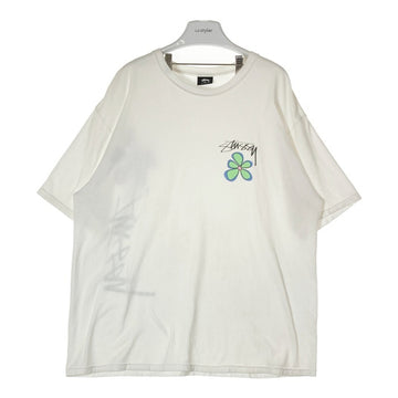 STUSSY ステューシー フラワー 前後プリント Tシャツ ホワイト sizeXL 瑞穂店