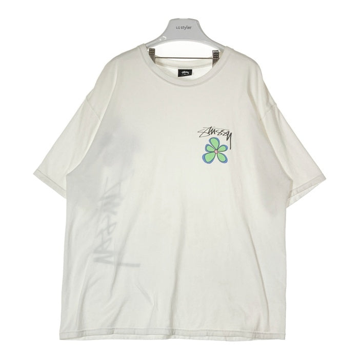 STUSSY ステューシー フラワー 前後プリント Tシャツ ホワイト sizeXL 瑞穂店