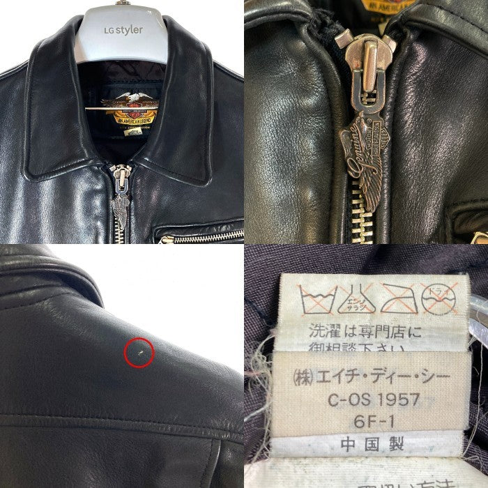 HARLEY DAVIDSON ハーレーダビッドソン レザー シングルライダース ブラック sizeS※全体的にダメージ使用感あり 瑞穂店