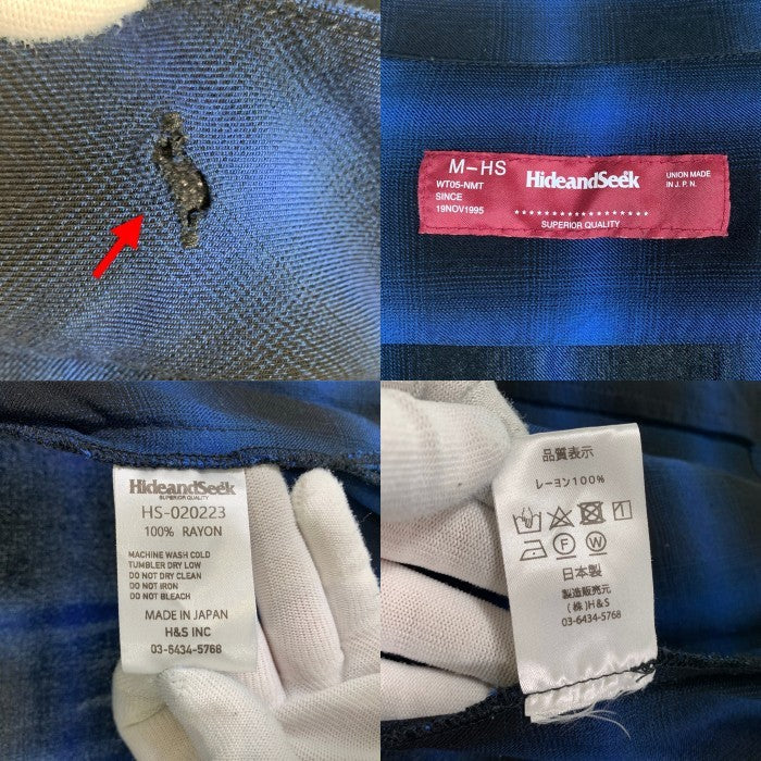 Hide and Seek ハイドアンドシーク レーヨン オンブレチェックシャツ 長袖 ブルー HS-020223 Size M 福生店