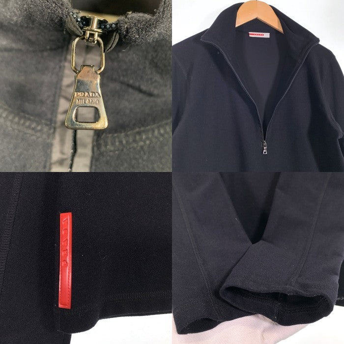 PRADA SPORT プラダスポーツ ハーフジップ プルオーバーロングスリーブカットソー ブラック ナイロン ポリウレタン Size L 福生店