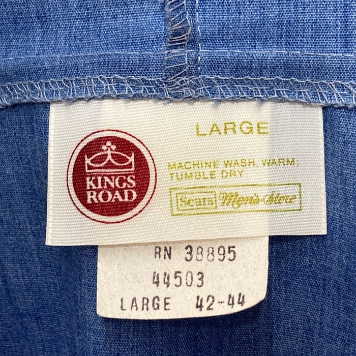 70's Sears シアーズ KINGS ROAD ジップアップパーカー袖ライン ポリコットン ライトブルー Size L 瑞穂店