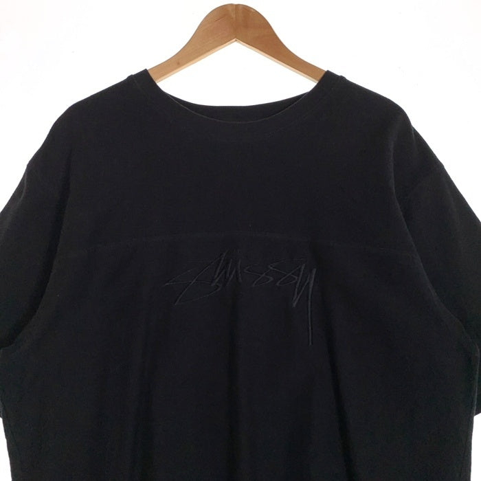 STUSSY ステューシー Reverse Terry Football 刺繡ロゴ フットボールTシャツ ブラック 1140005 Size XL 福生店