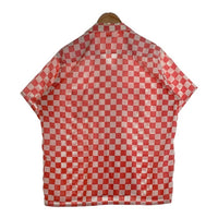 50's CHECKER FLAG チェッカーフラッグ 半袖 オープンカラーシャツ コットン レッド ホワイト Size L 福生店