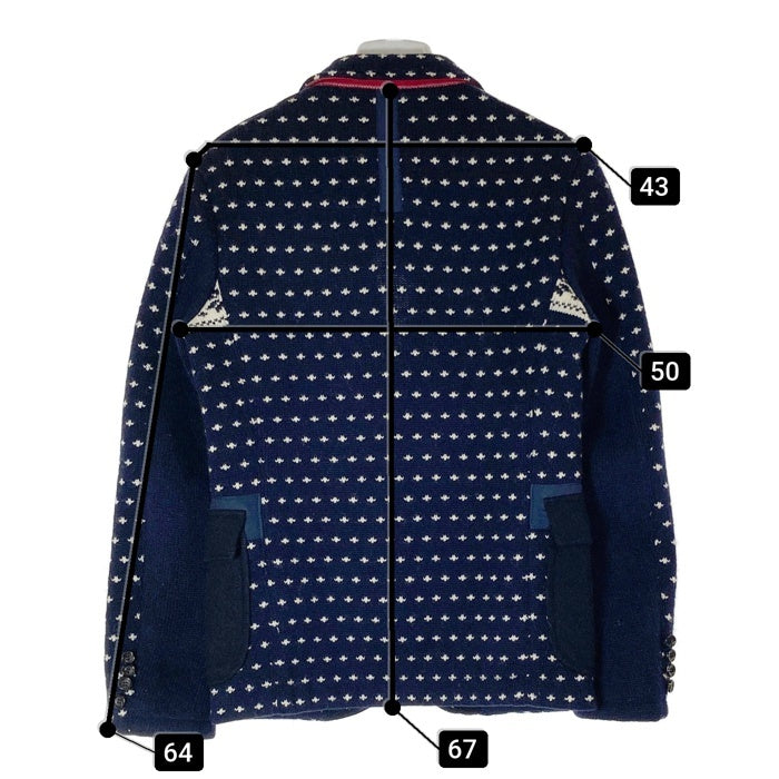 JUNYA WATANABE COMME des GARCONS MAN ジュンヤワタナベ コムデギャルソンマン WH-J010 AD2011 ノルディック柄 ウール ニット テーラードジャケット ネイビー sizeM 瑞穂店