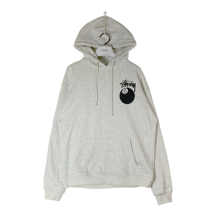 STUSSY ステューシー 8 BALL HOODIE アッシュグレー sizeL※手首・首周り毛玉、汚れあり 瑞穂店