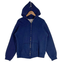 50's 60's ブランド不明 ダブルフェイス 裏サーマル 片爪 ジップアップ フーディー パーカー ネイビー Size XL相当 福生店