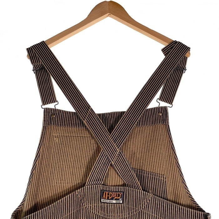 AT-DIRTY アットダーティー ヒッコリーストライプ オーバーオール ブラウン CKS1015 Size L 福生店