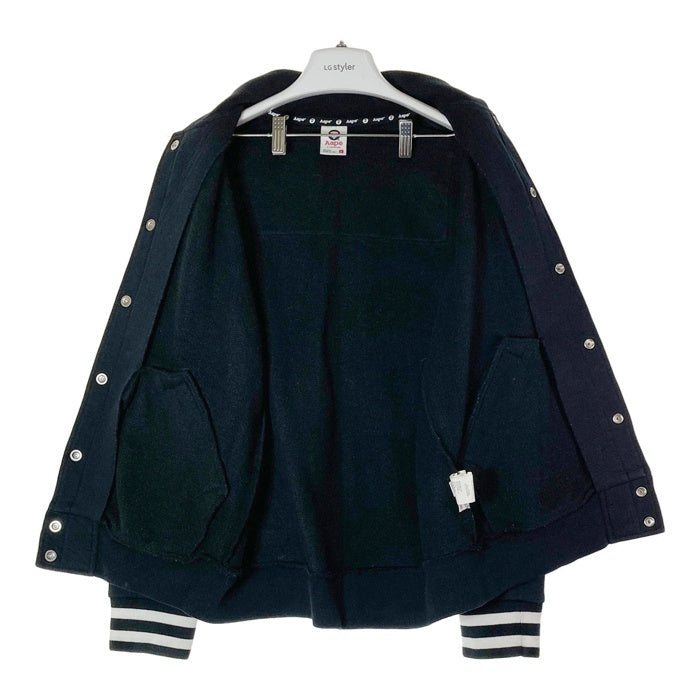 AAPE エーエイプ ASW3035 前後プリント 袖ロゴ スウェットスタジャン ブラック sizeL 瑞穂店