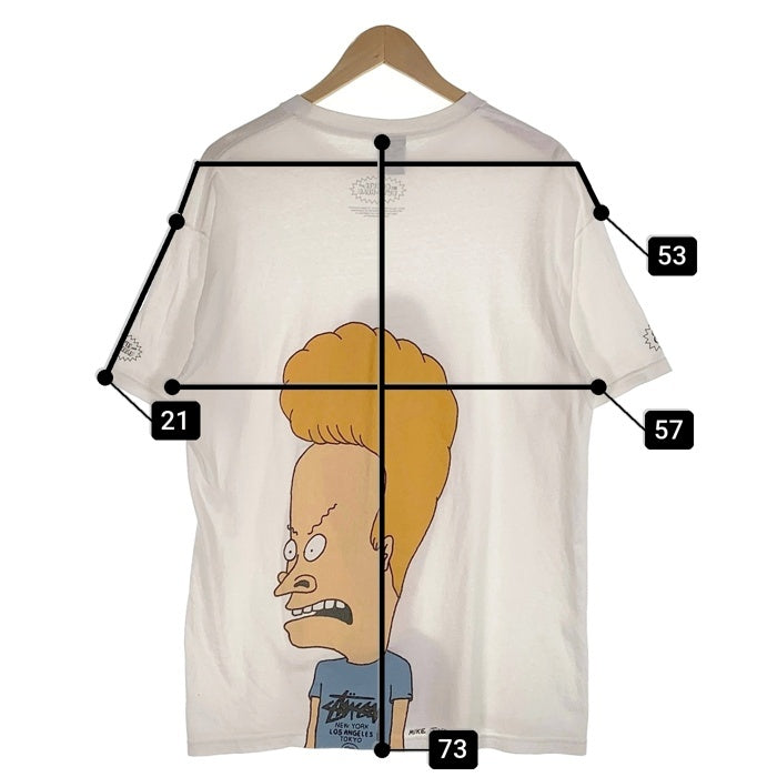 STUSSY ステューシー BEAVIS AND BUTT-HEAD ビーバスアンドバットヘッド プリントTシャツ ホワイト メキシコ製 Size L 福生店