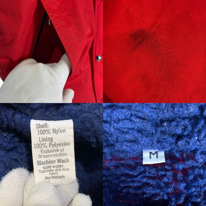 80's patagonia パタゴニア デカタグ ジップアップ ナイロンジャケット スタンドカラー レッド 内ボアフリース Size M 福生店