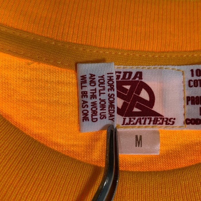 Dagda Leathers ダグダレザーズ プリントTシャツ 袖刺繡 イエロー 旧マッコイ 滝沢氏 Size M 福生店