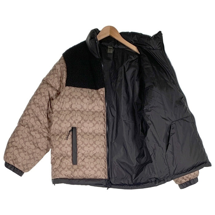 COACH コーチ リバーシブル シェルパ シグネチャー ダウンジャケット ベージュ ブラック CE338 Size L 福生店